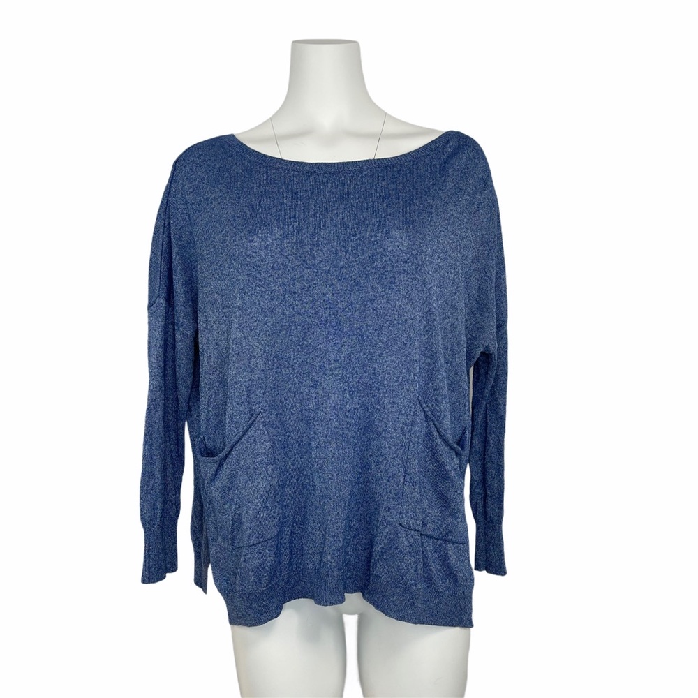 ZARA Marled Knit Slouchy Pocketed Top Blue M
